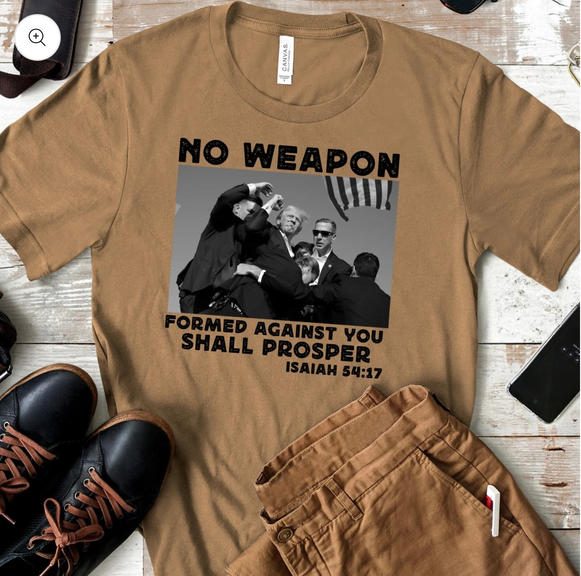 No Weapon Formed Against Me Trump T-shirt Design