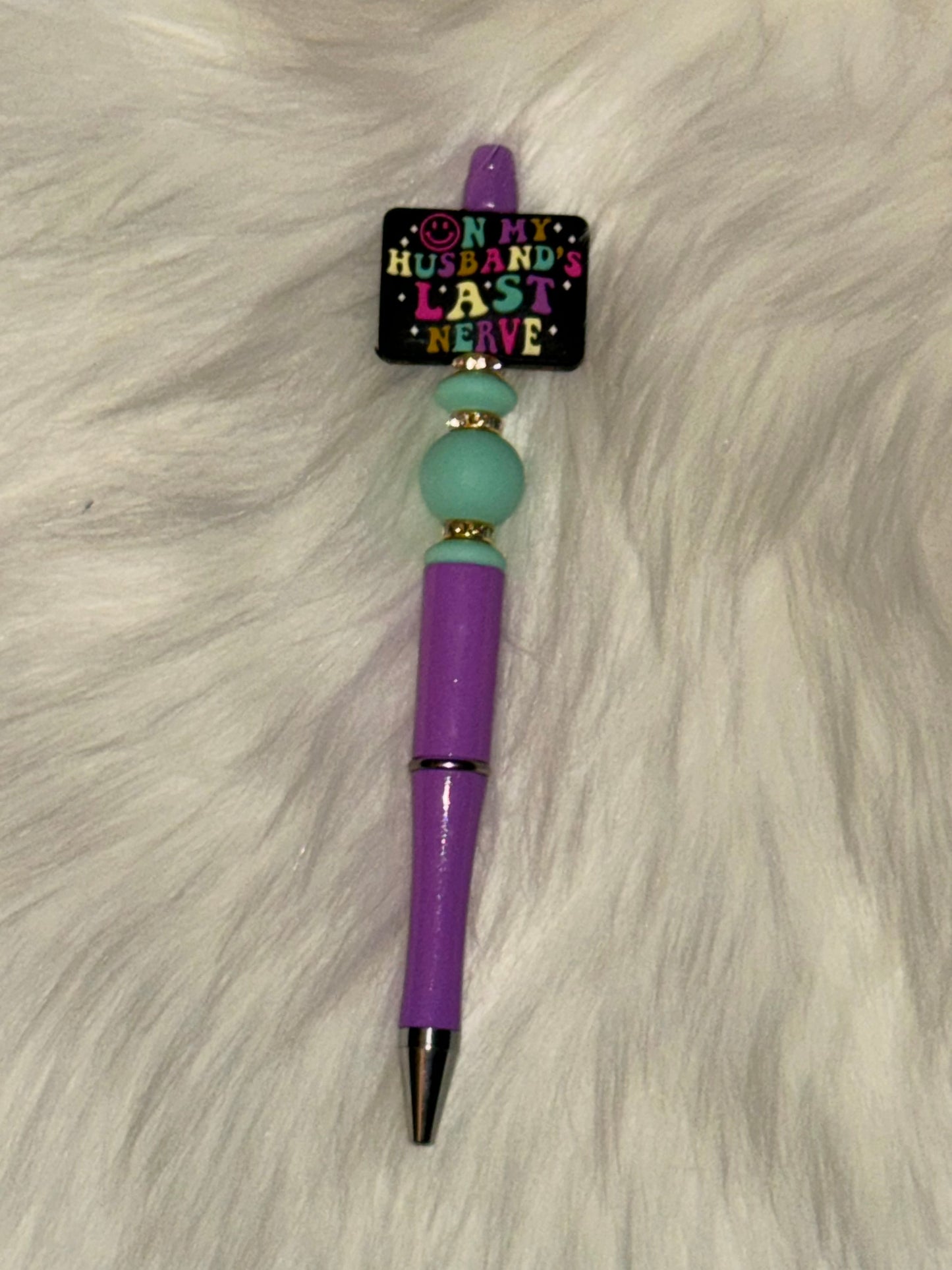 On My Husband’s Last Nerve Purple Beaded Pen
