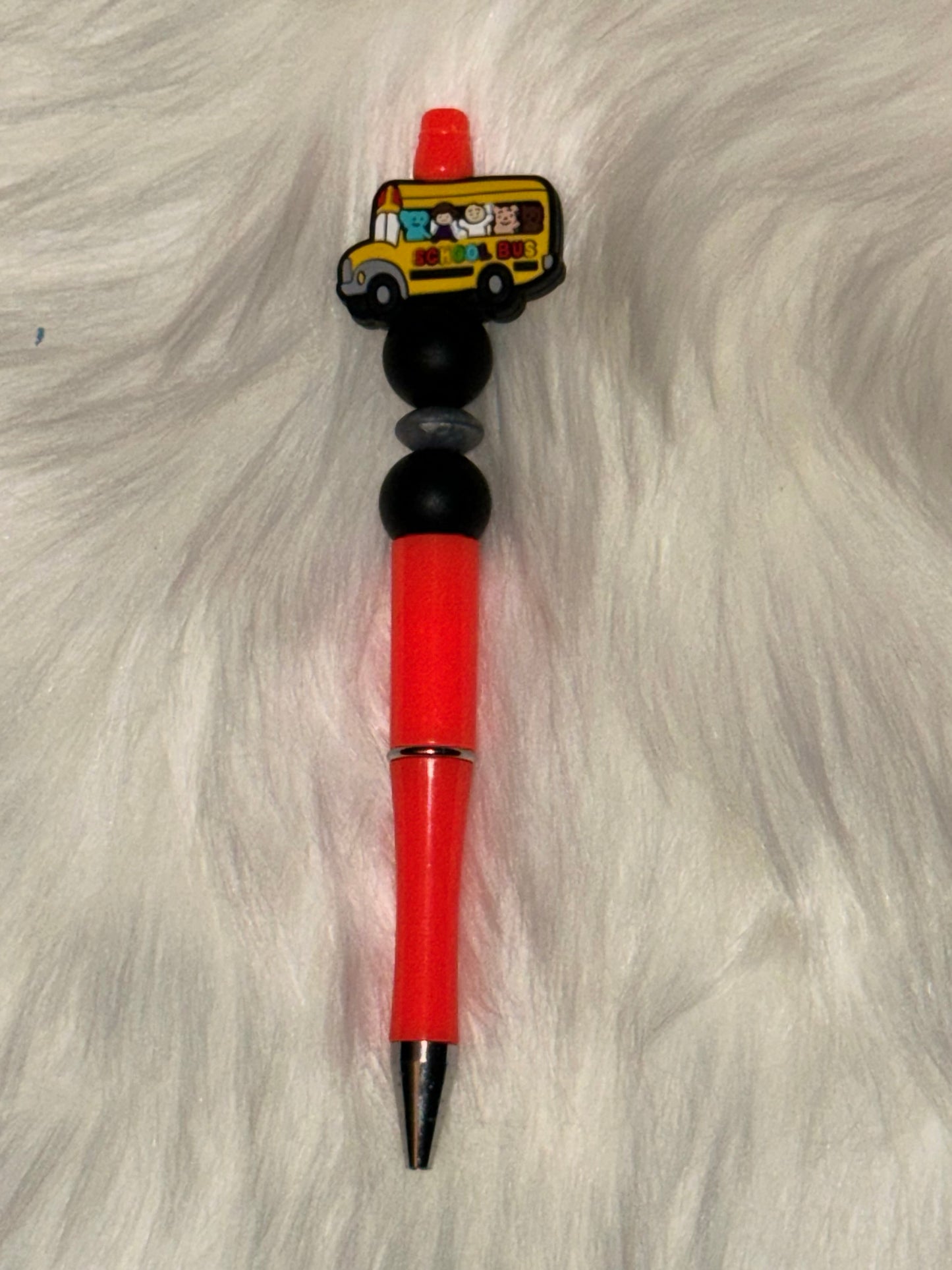 School Bus Beaded Pen