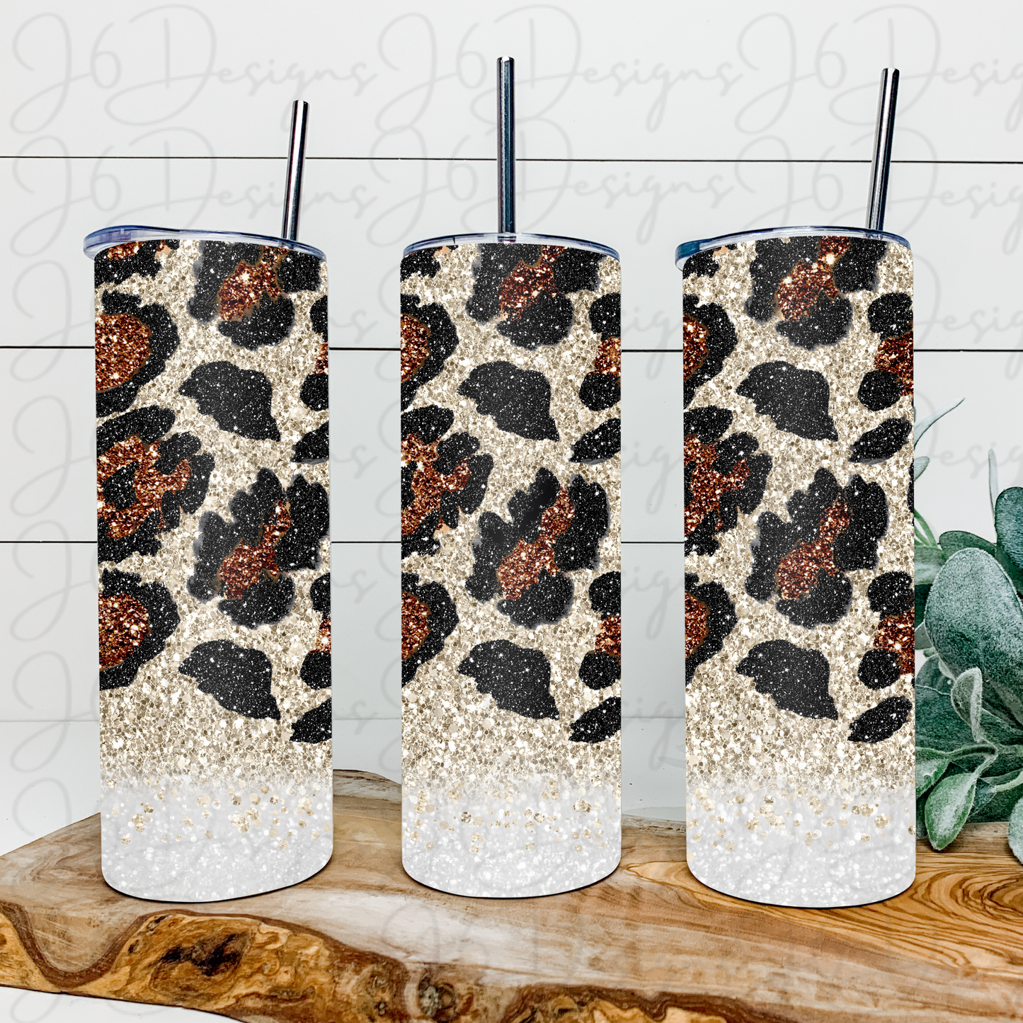 Champagne Leopard Personalized Tumbler