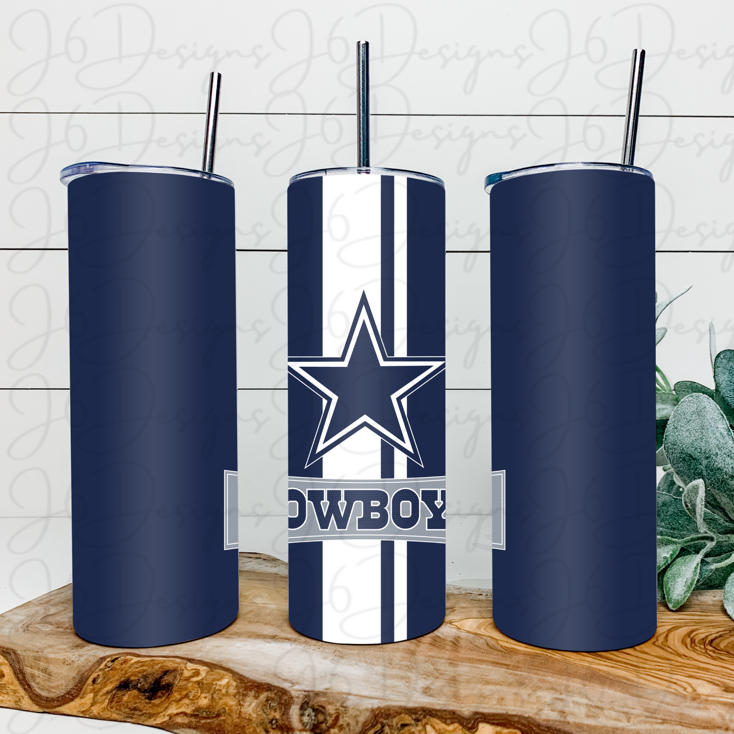 Cowboys Blue and White Tumbler