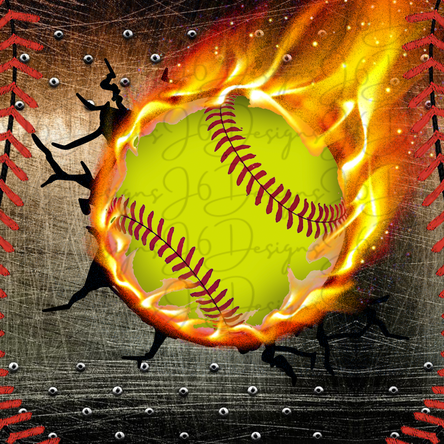 Flaming Softball-Sublimation Tumbler Transfer