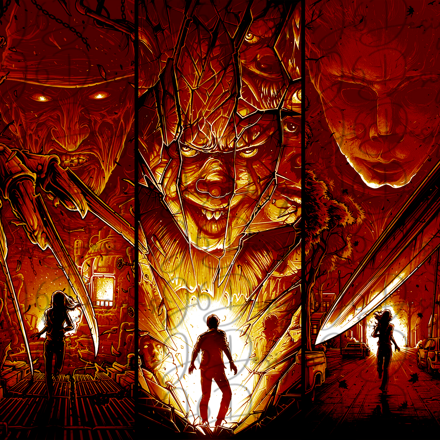 Triple Horror Halloween-Sublimation Tumbler Transfer
