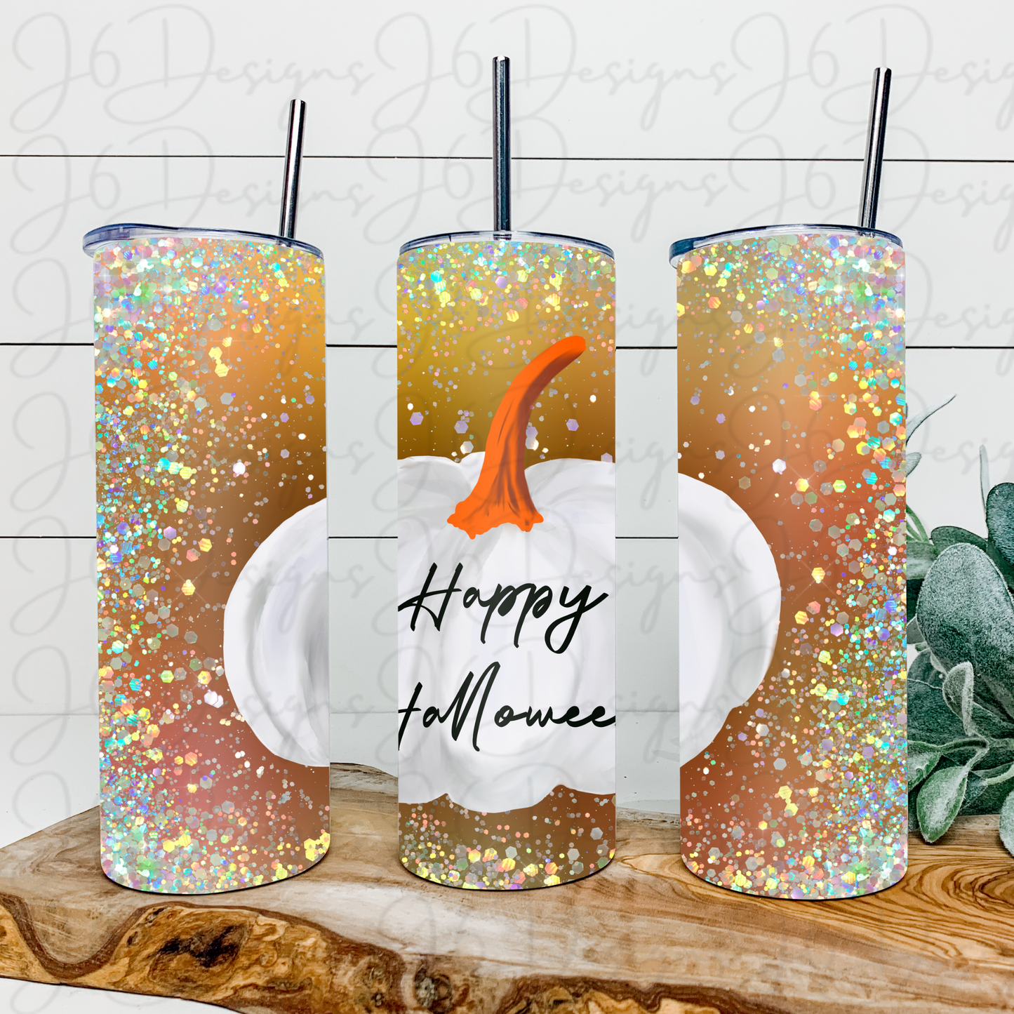 White Halloween Pumpkin Tumbler