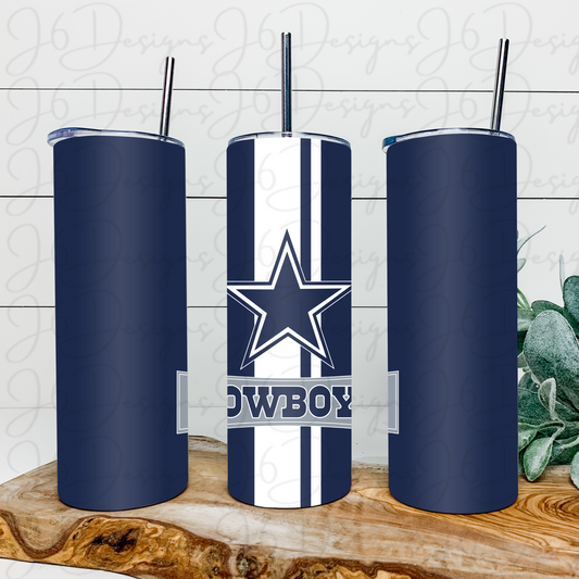 Cowboys Blue and White Tumbler