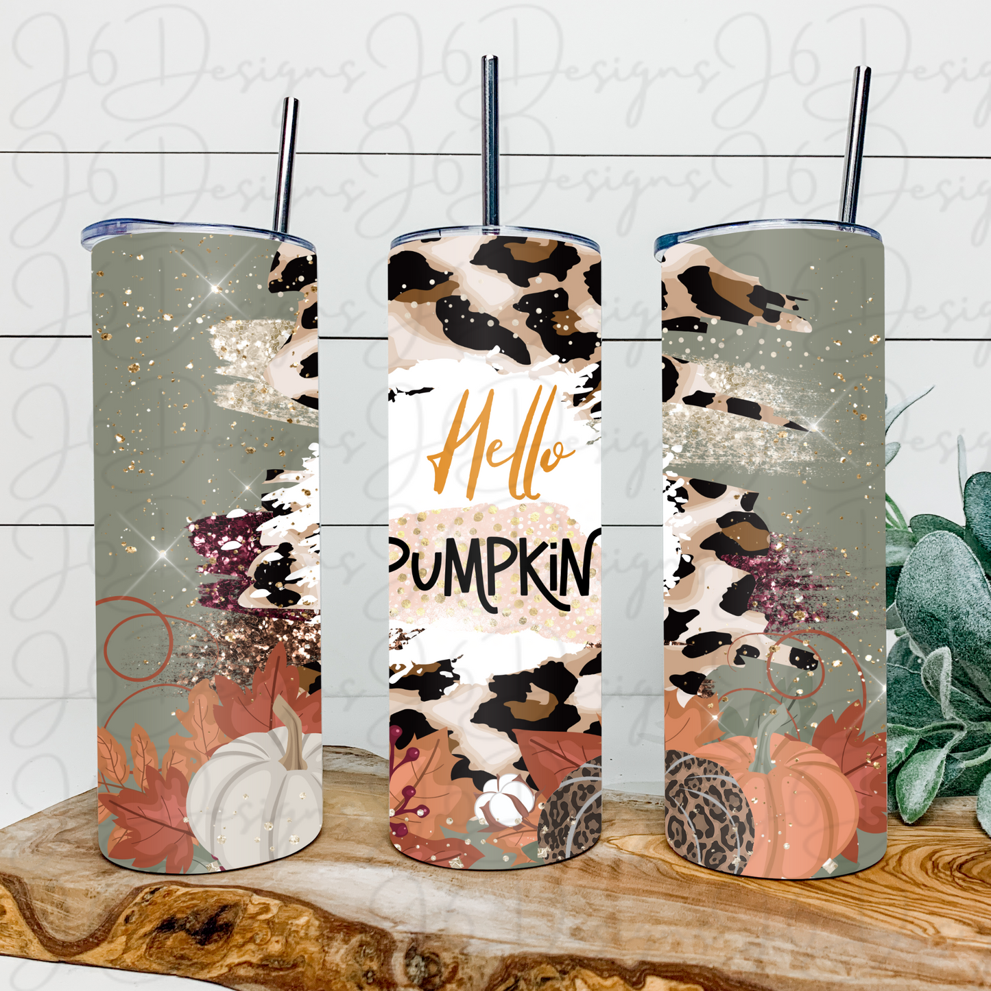 Hello Pumpkin Leopard Fall Tumbler